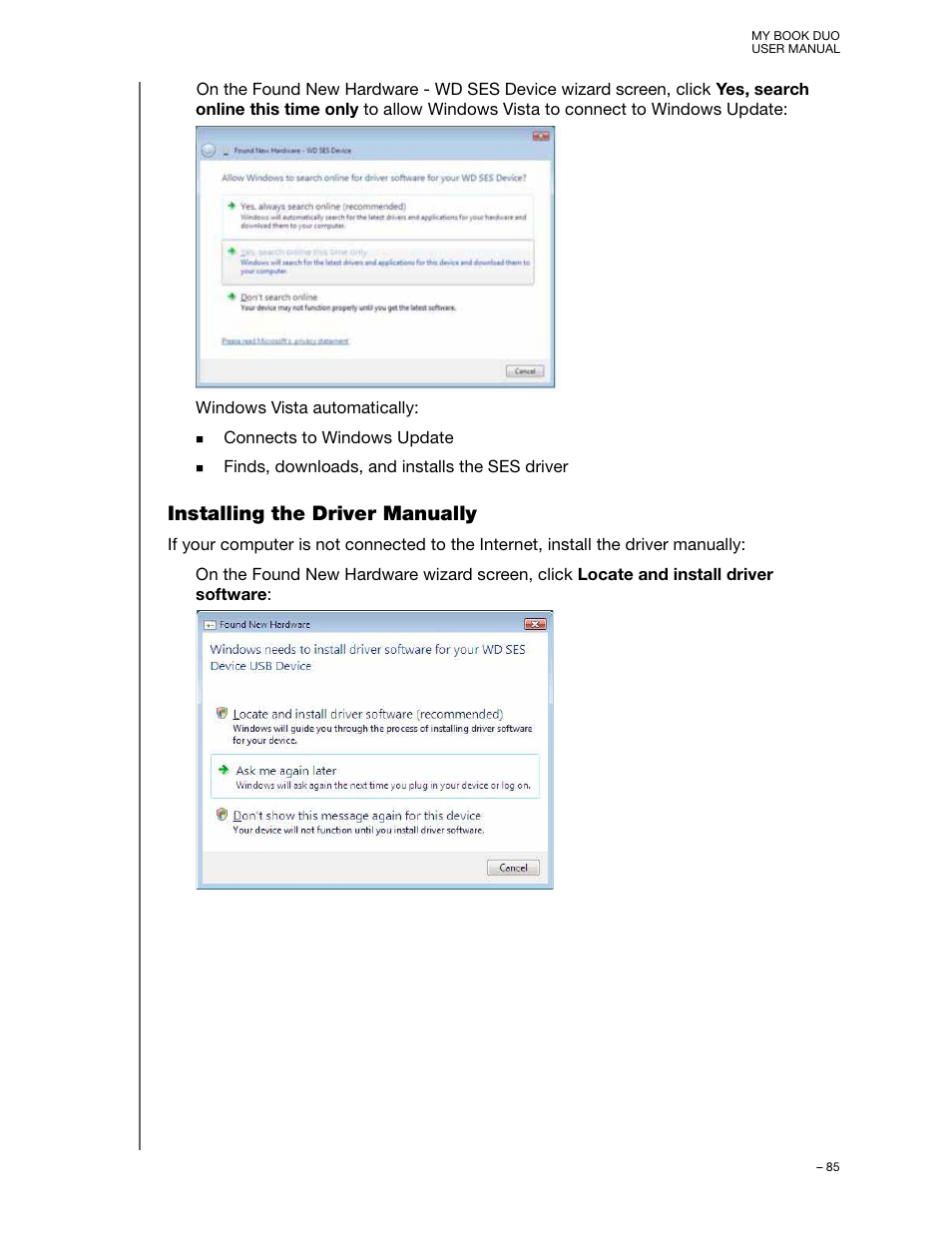 Installing the driver manually | Western Digital My Book Duo User Manual User Manual | Page 90 / 103