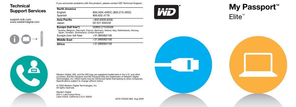 Western Digital My Passport Elite Quick Install Guide User Manual | 2 pages
