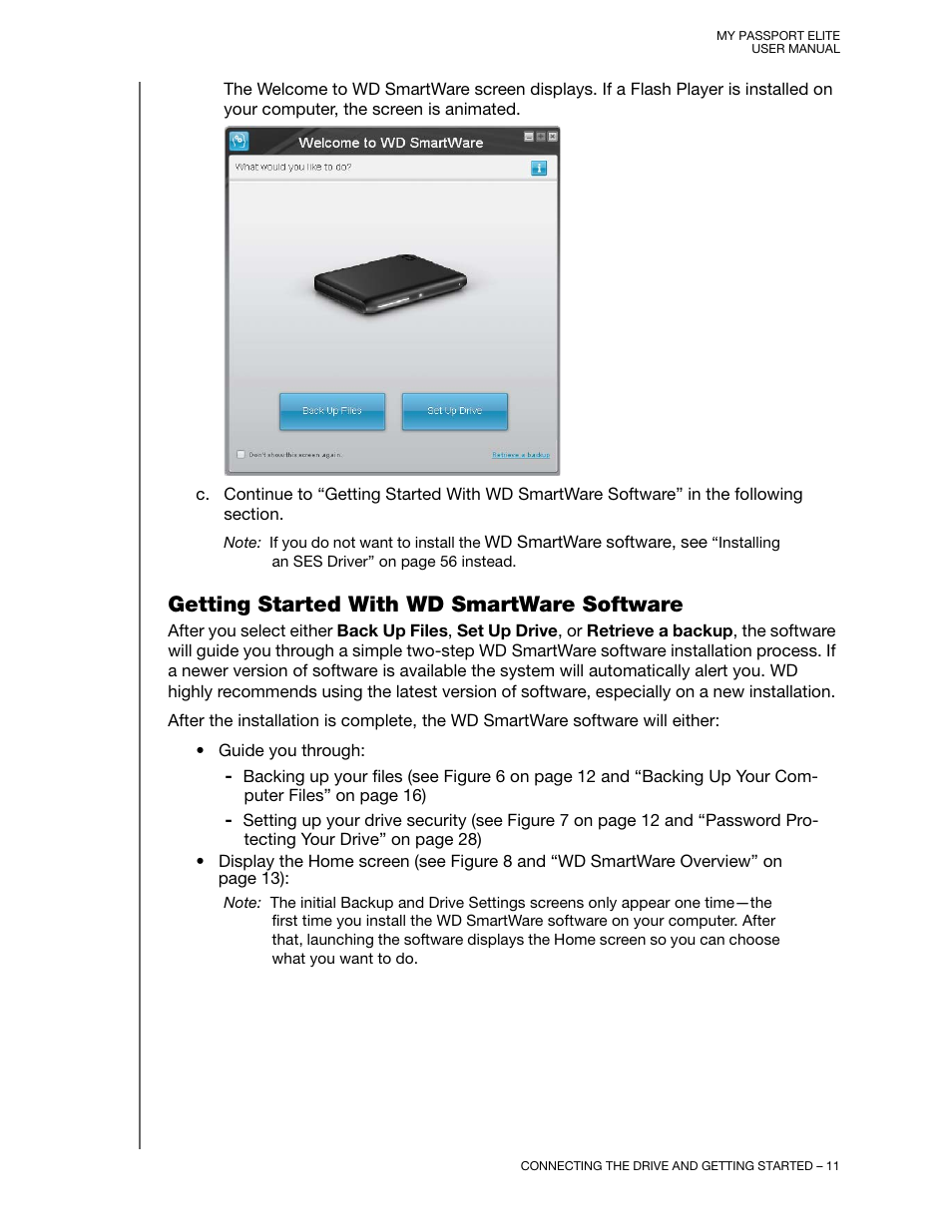 Getting started with wd smartware software | Western Digital My Passport Elite User Manual User Manual | Page 16 / 74