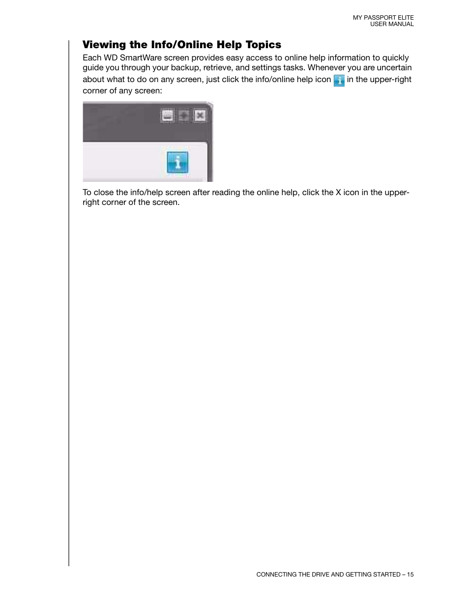 Viewing the info/online help topics | Western Digital My Passport Elite User Manual User Manual | Page 20 / 74
