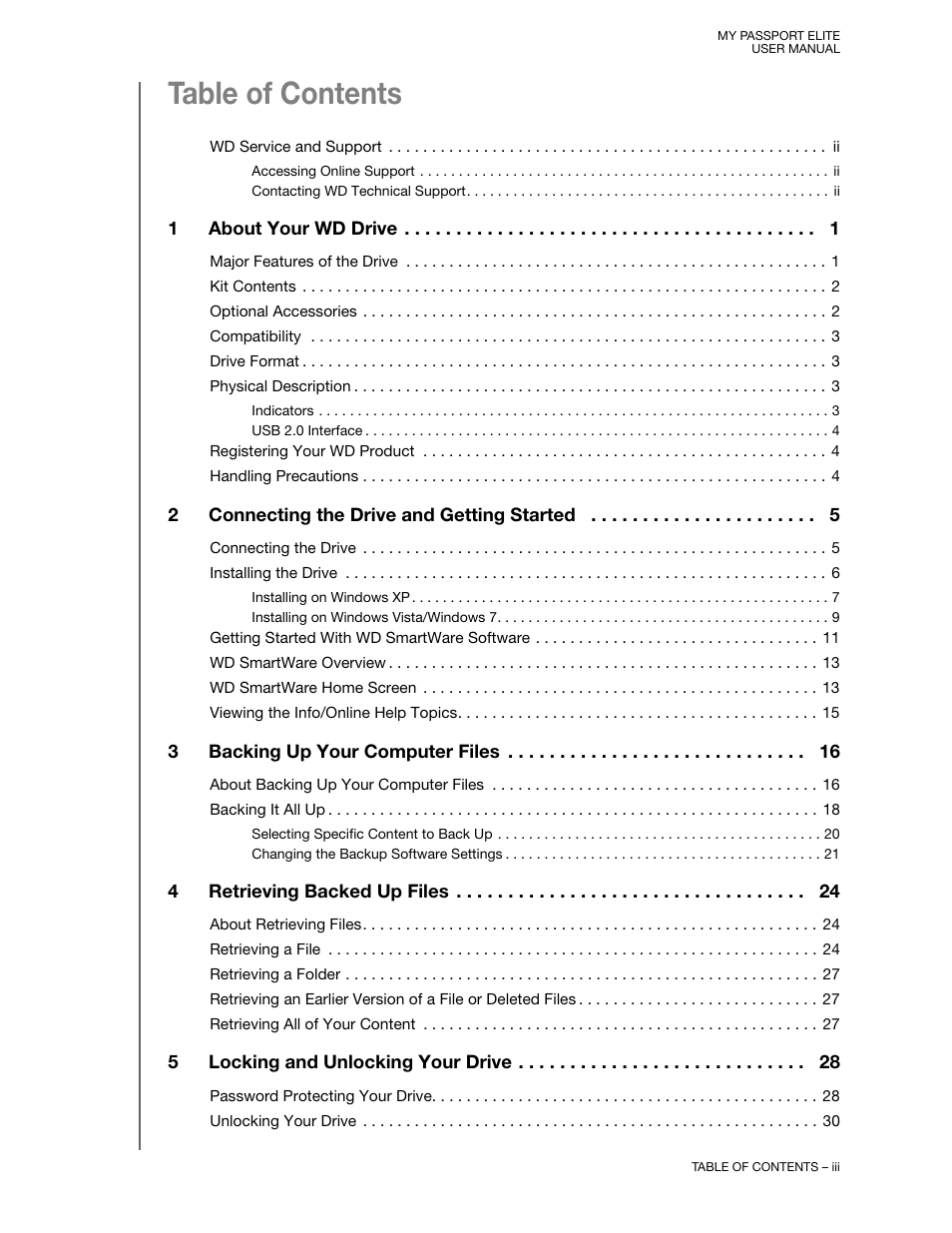 Western Digital My Passport Elite User Manual User Manual | Page 3 / 74