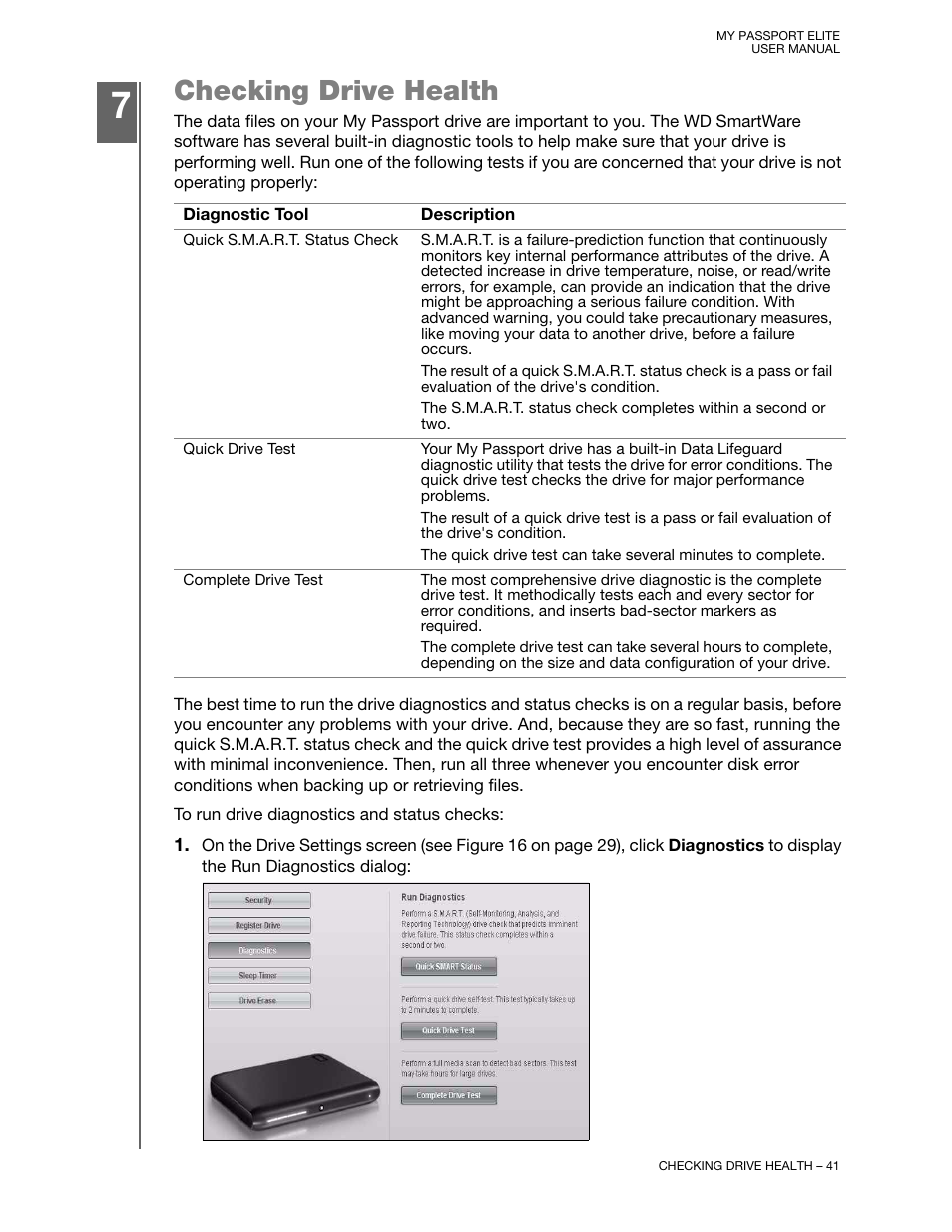 Checking drive health | Western Digital My Passport Elite User Manual User Manual | Page 46 / 74