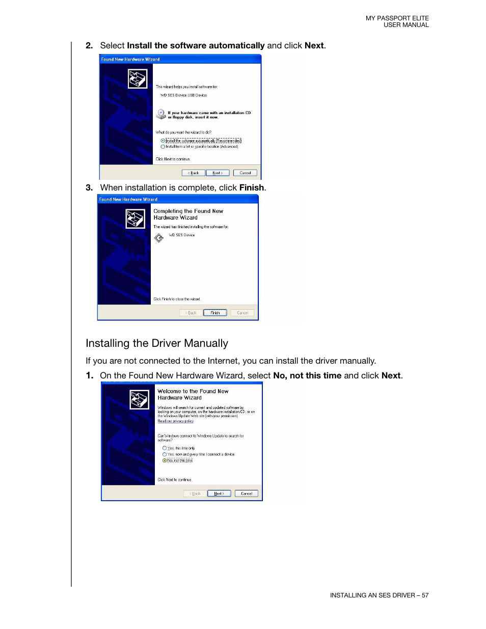 Installing the driver manually | Western Digital My Passport Elite User Manual User Manual | Page 62 / 74