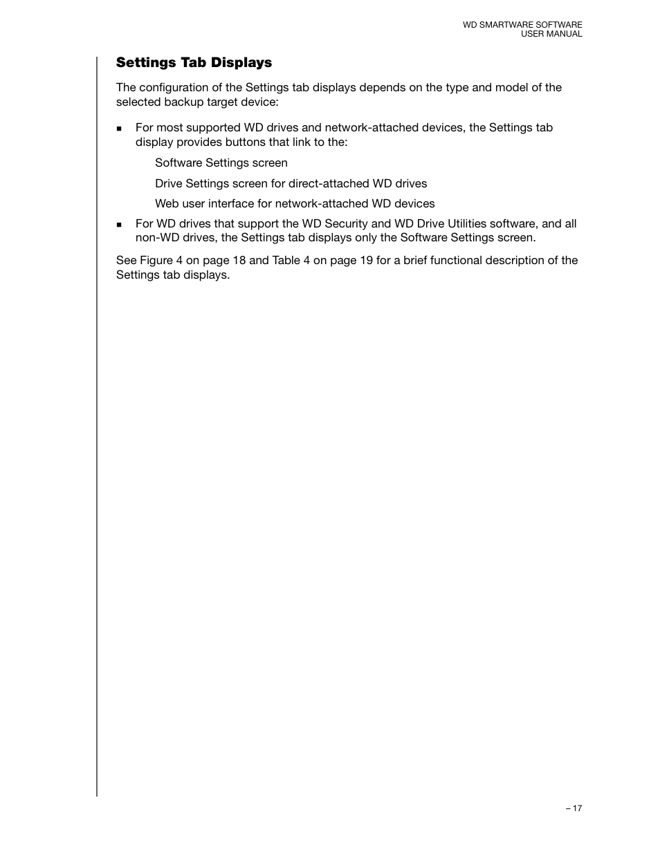 Settings tab displays | Western Digital WD SmartWare User Manual User Manual | Page 21 / 78