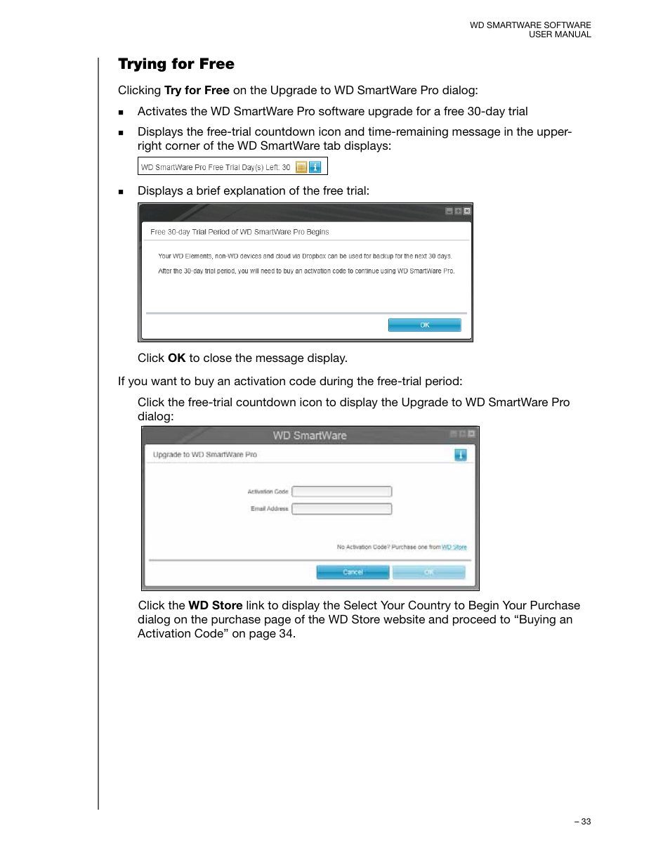Trying for free | Western Digital WD SmartWare User Manual User Manual | Page 37 / 78