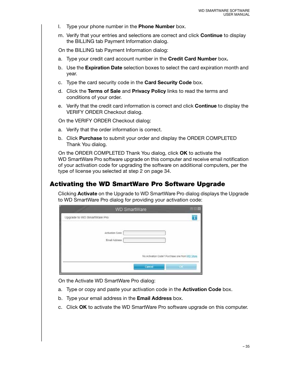 Activating the wd smartware pro software upgrade | Western Digital WD SmartWare User Manual User Manual | Page 39 / 78