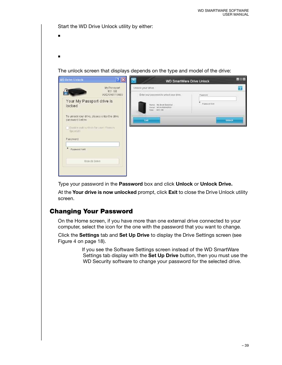Changing your password | Western Digital WD SmartWare User Manual User Manual | Page 43 / 78