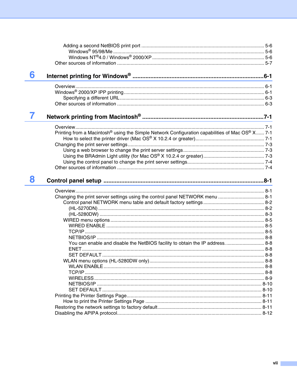 Brother HL-5280DW User Manual | Page 8 / 112