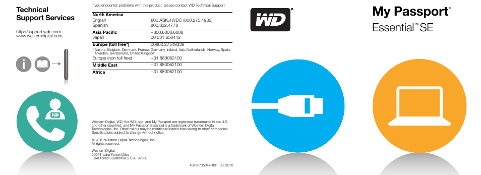 My passport, Essential, Technical support services | Western Digital My Passport Essential SE Quick Install Guide User Manual | Page 4 / 4