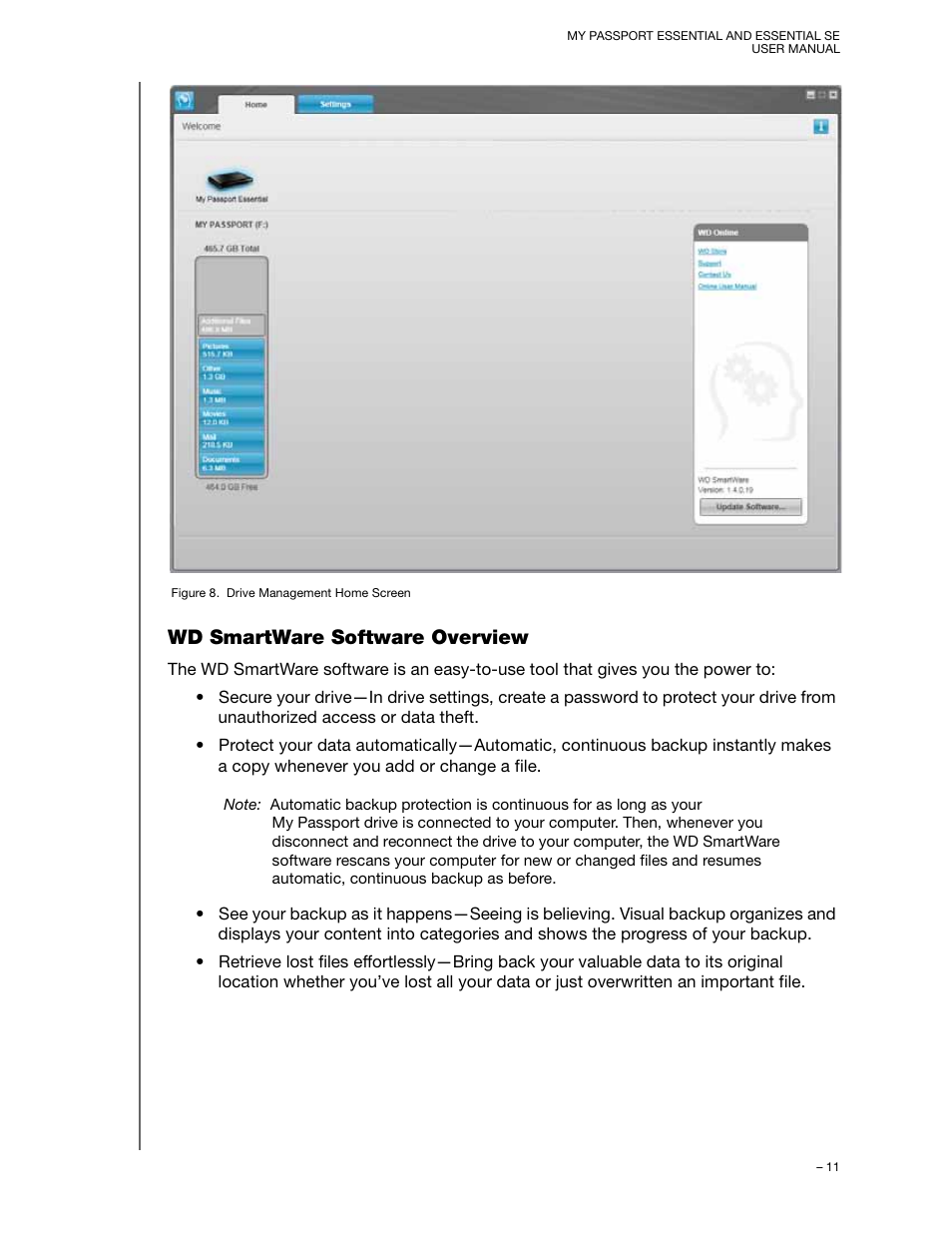 Wd smartware software overview | Western Digital My Passport Essential SE User Manual User Manual | Page 16 / 75