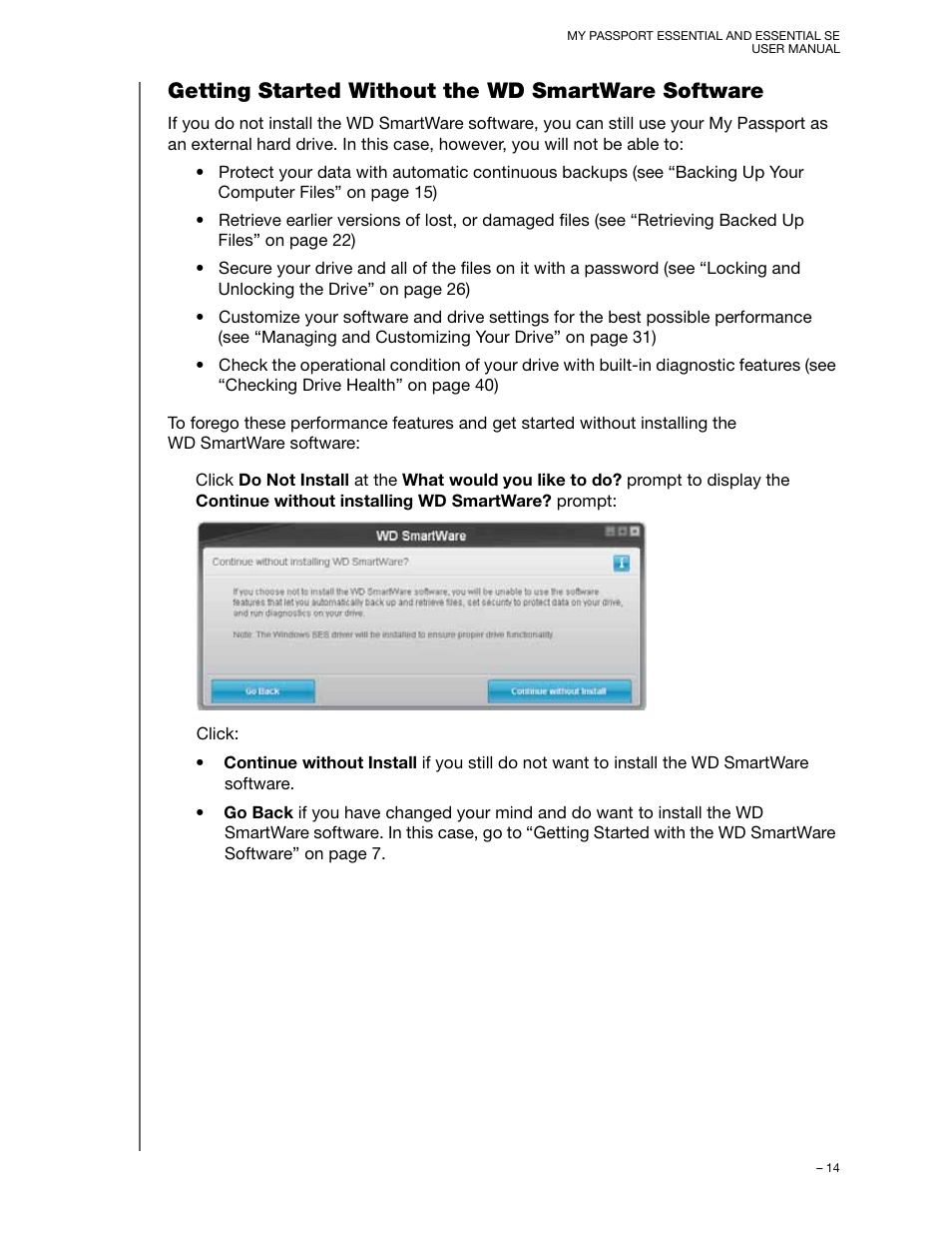 Getting started without the wd smartware software | Western Digital My Passport Essential SE User Manual User Manual | Page 19 / 75