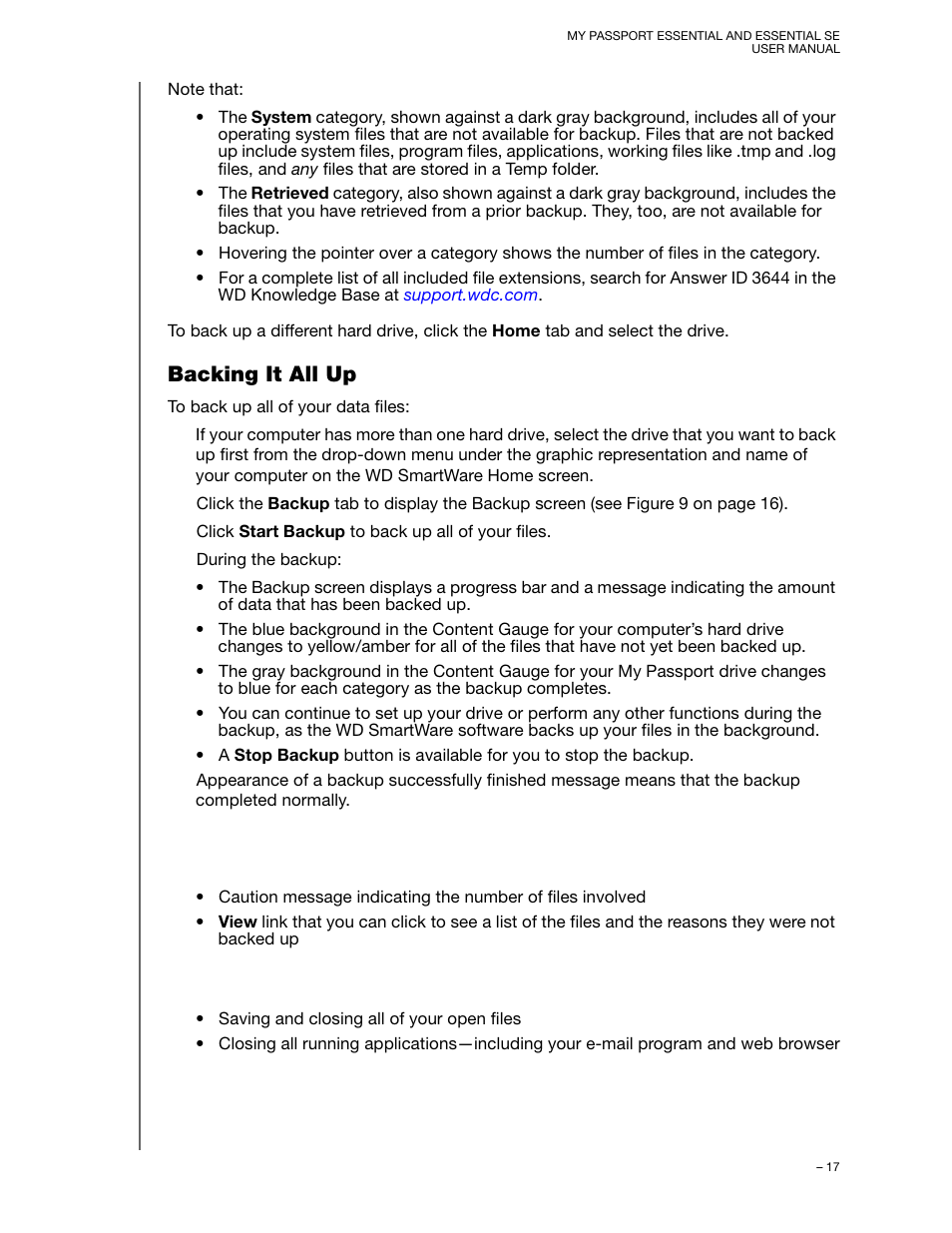Backing it all up | Western Digital My Passport Essential SE User Manual User Manual | Page 22 / 75