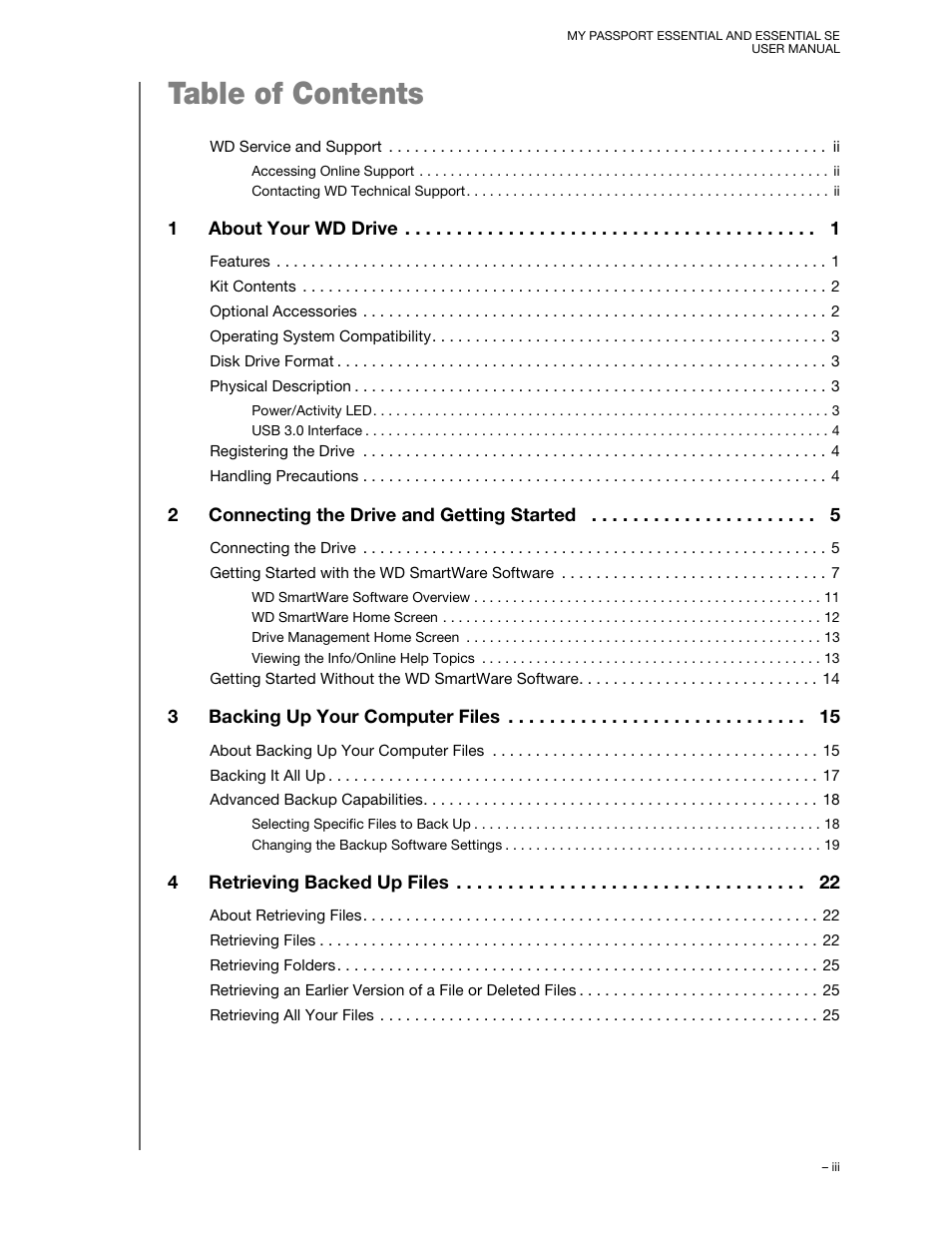 Western Digital My Passport Essential SE User Manual User Manual | Page 3 / 75