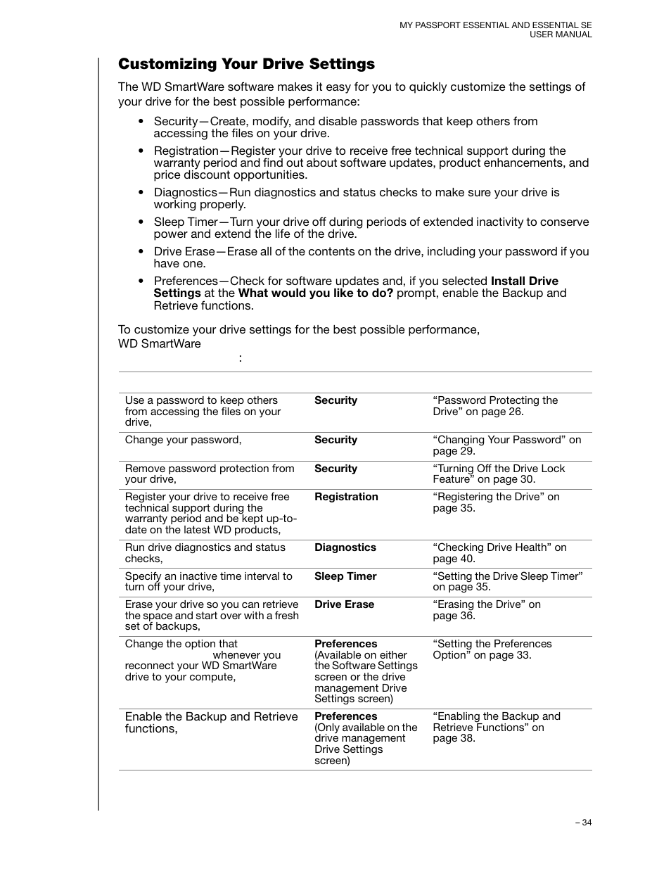 Customizing your drive settings | Western Digital My Passport Essential SE User Manual User Manual | Page 39 / 75