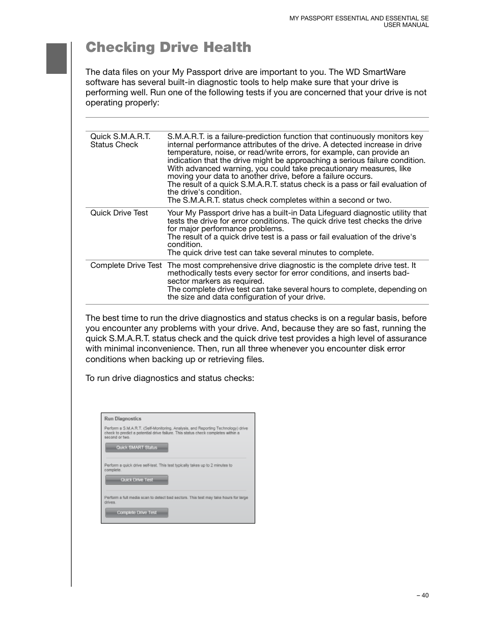 Checking drive health | Western Digital My Passport Essential SE User Manual User Manual | Page 45 / 75
