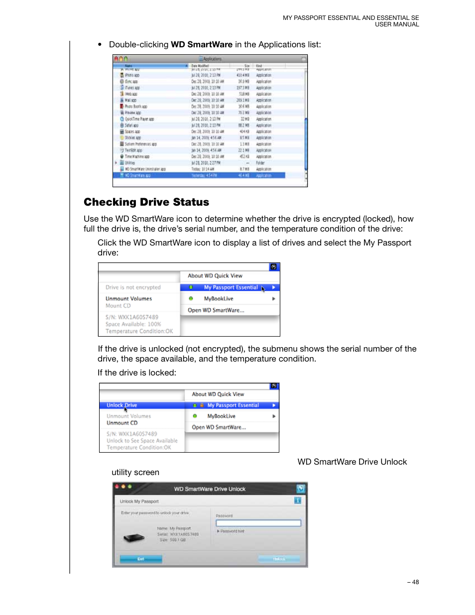Checking drive status | Western Digital My Passport Essential SE User Manual User Manual | Page 53 / 75