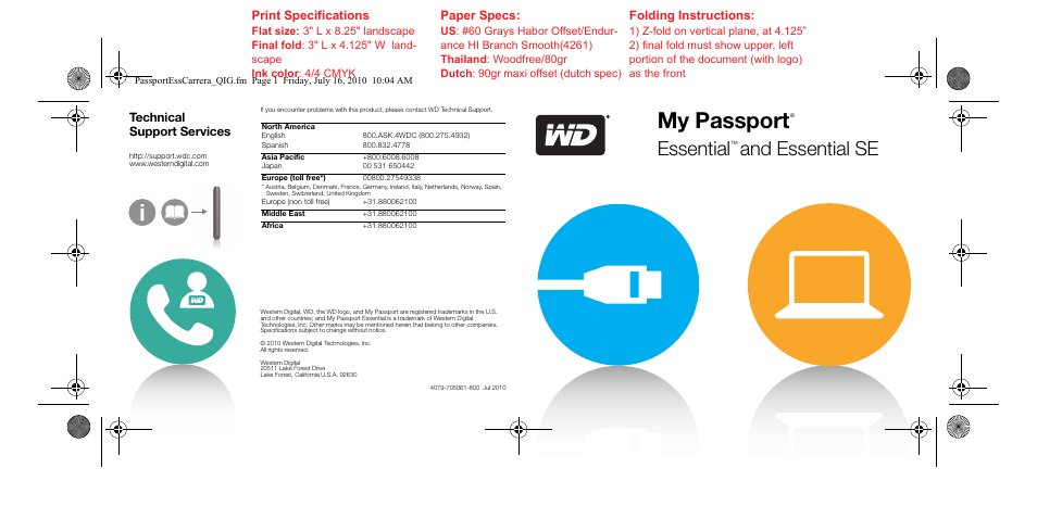 Western Digital My Passport Essential SE (USB 3.0) Quick Install Guide User Manual | 2 pages