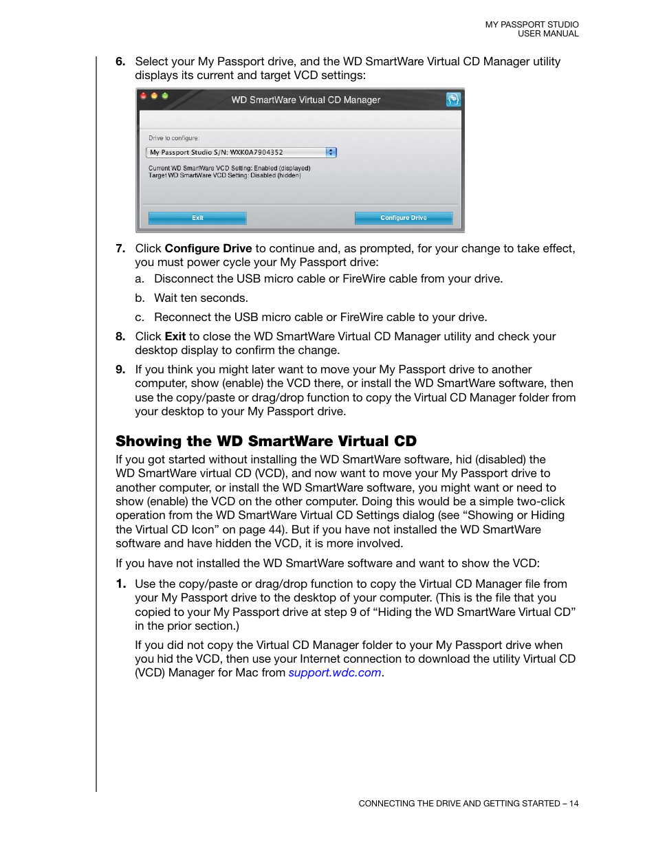 Showing the wd smartware virtual cd | Western Digital My Passport Studio User Manual User Manual | Page 19 / 76