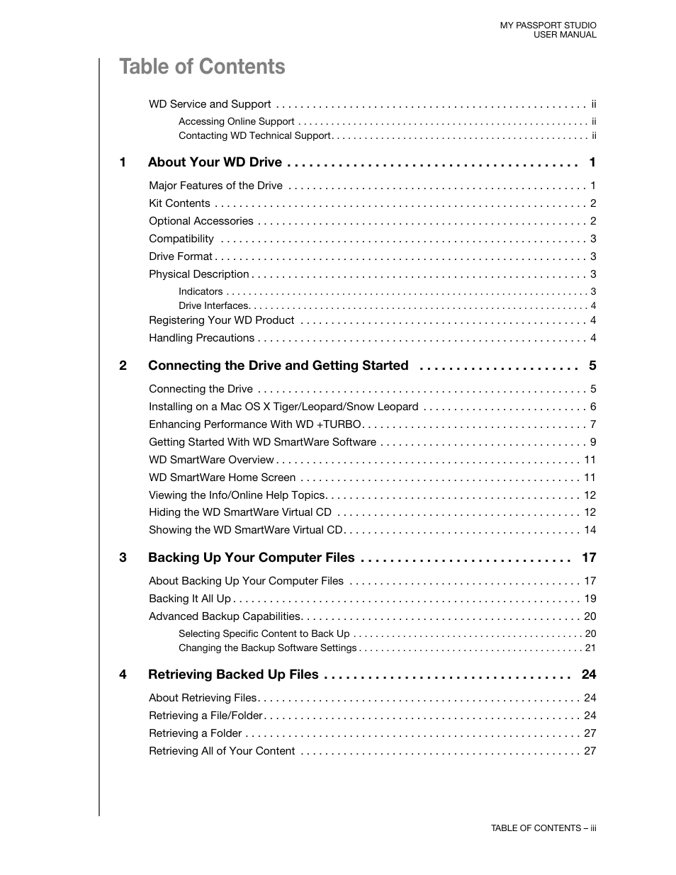 Western Digital My Passport Studio User Manual User Manual | Page 3 / 76