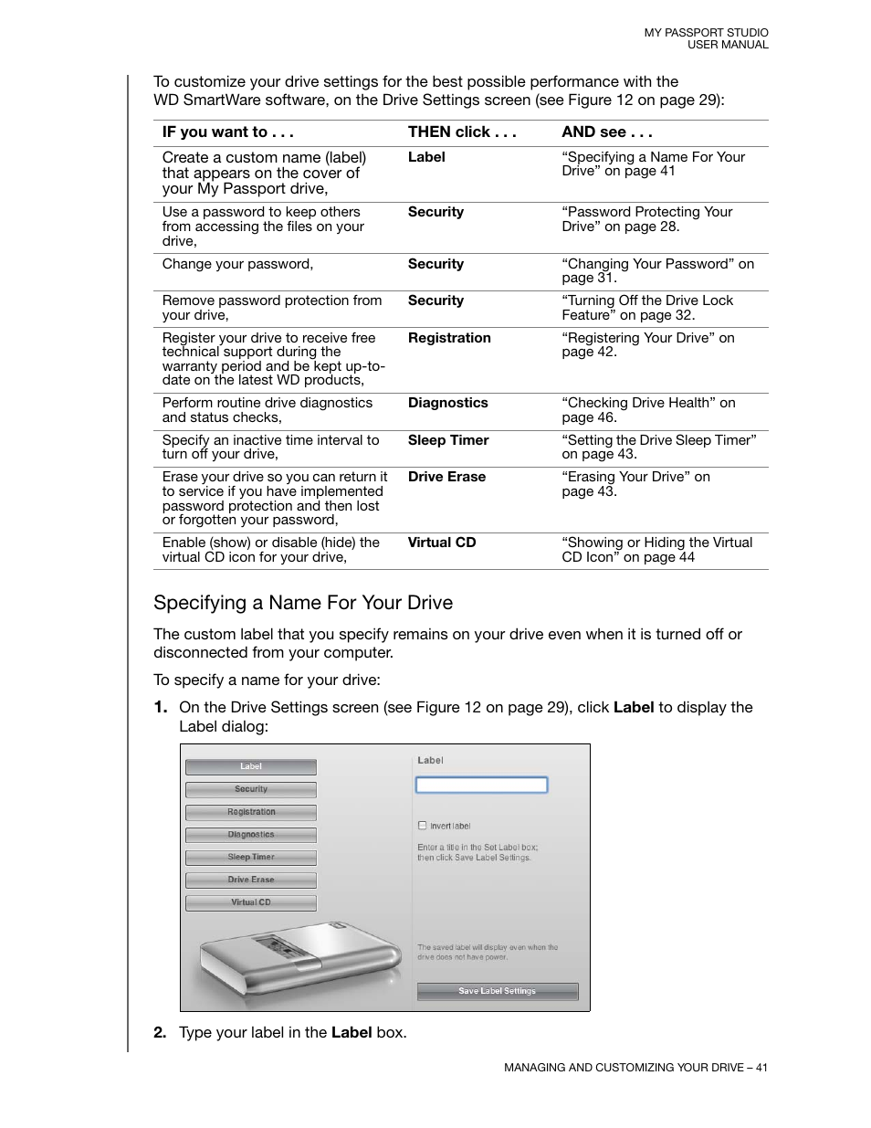 Specifying a name for your drive | Western Digital My Passport Studio User Manual User Manual | Page 46 / 76