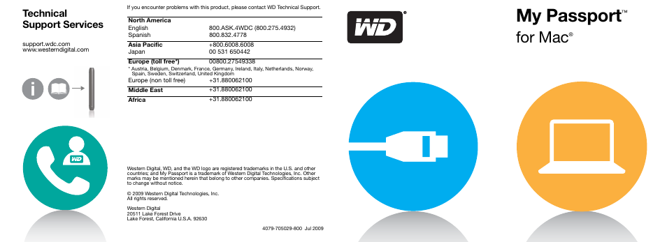 Western Digital My Passport for Mac Quick Install Guide User Manual | 2 pages