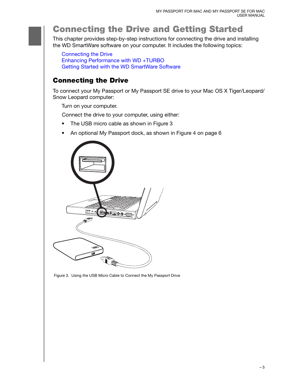 Connecting the drive and getting started, Connecting the drive | Western Digital My Passport SE for Mac User Manual User Manual | Page 10 / 76