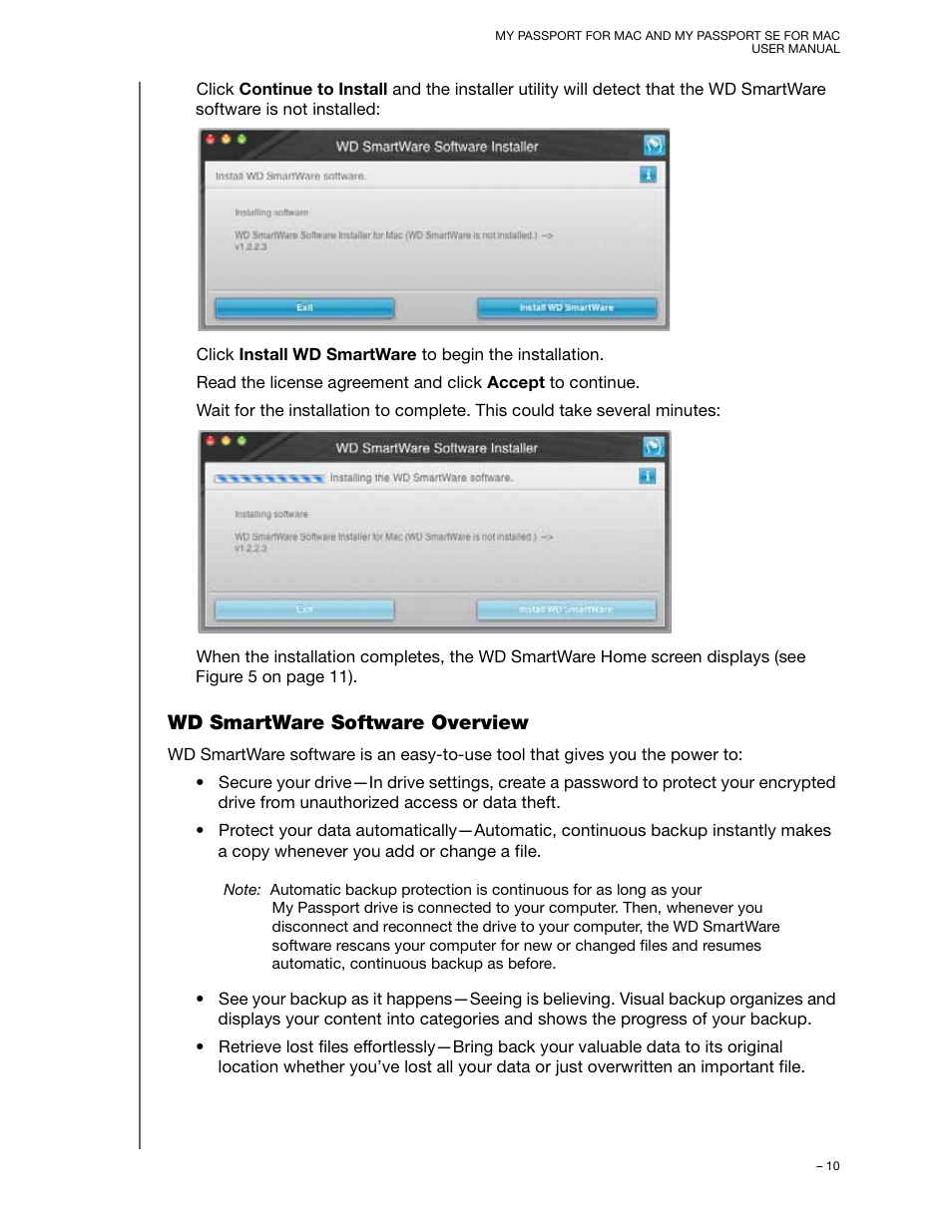 Wd smartware software overview | Western Digital My Passport SE for Mac User Manual User Manual | Page 15 / 76