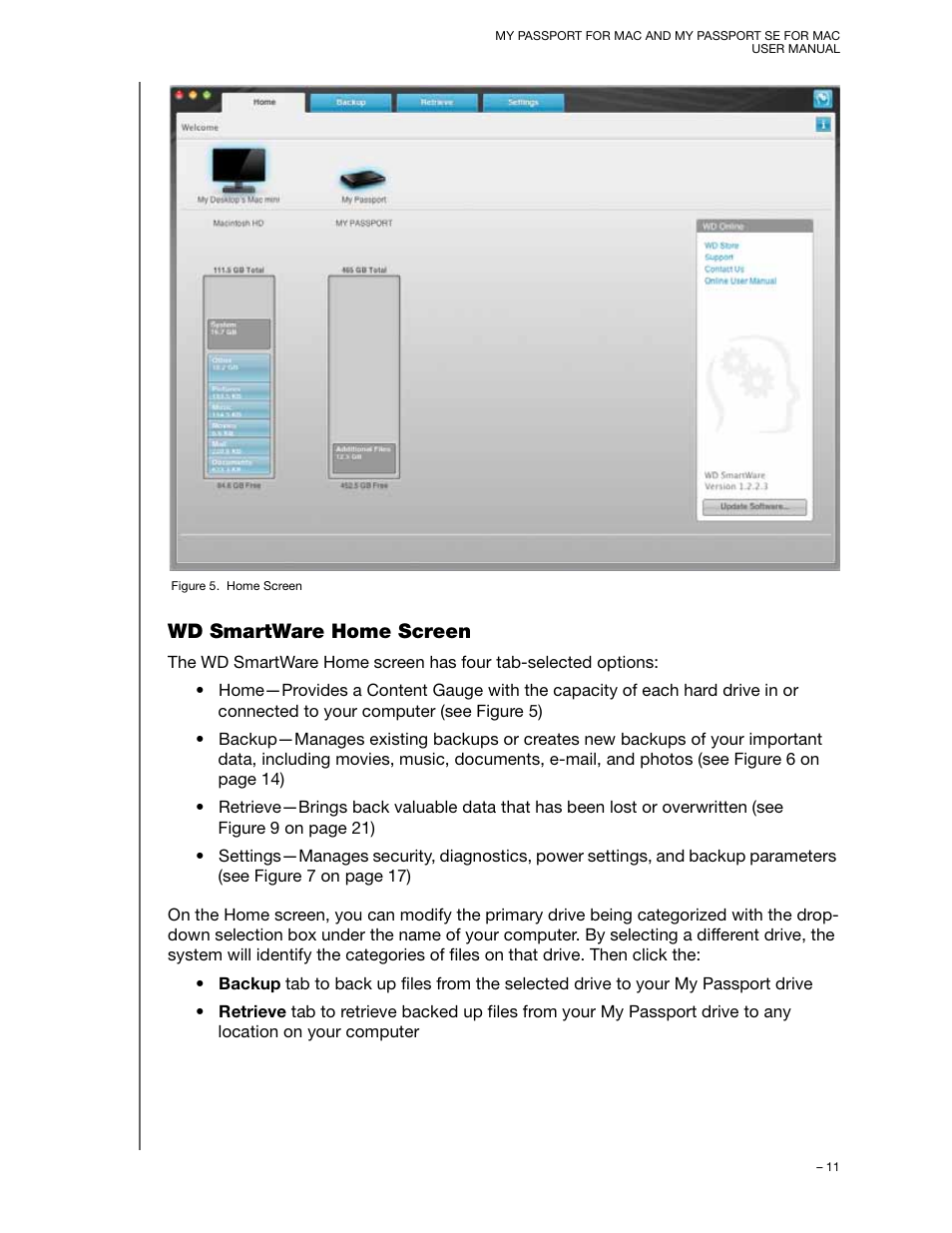 Wd smartware home screen | Western Digital My Passport SE for Mac User Manual User Manual | Page 16 / 76