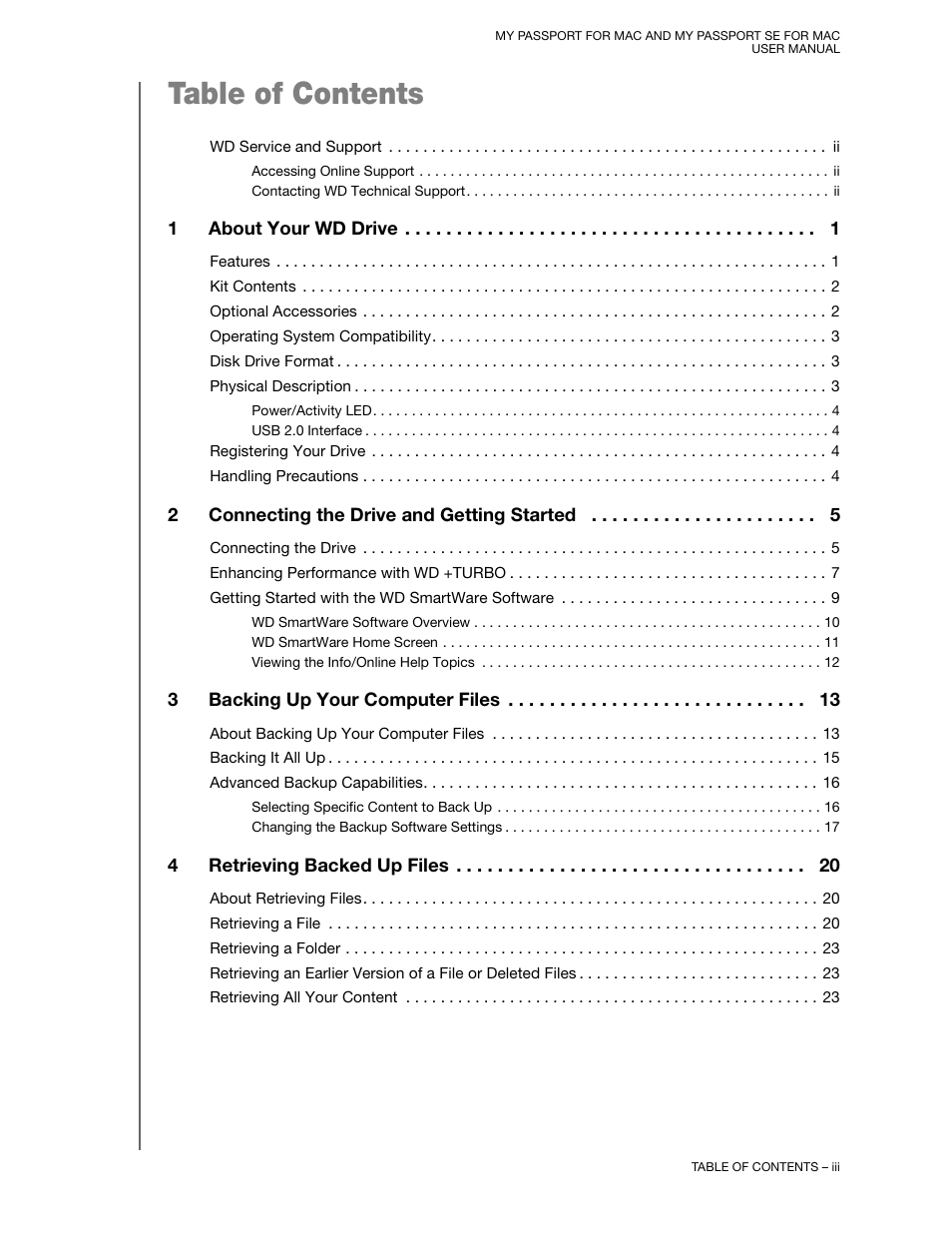 Western Digital My Passport SE for Mac User Manual User Manual | Page 3 / 76