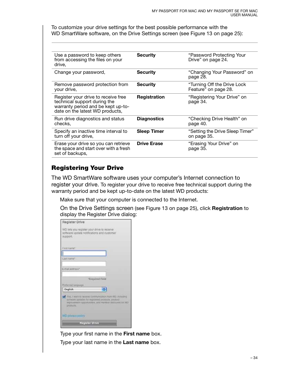 Registering your drive | Western Digital My Passport SE for Mac User Manual User Manual | Page 39 / 76