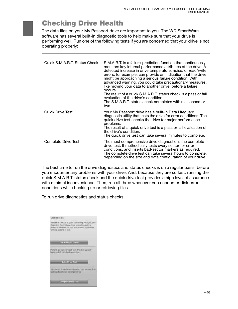 Checking drive health | Western Digital My Passport SE for Mac User Manual User Manual | Page 45 / 76