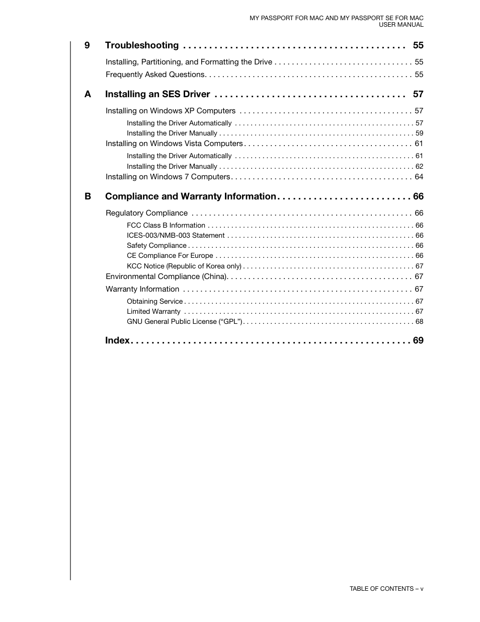 Western Digital My Passport SE for Mac User Manual User Manual | Page 5 / 76