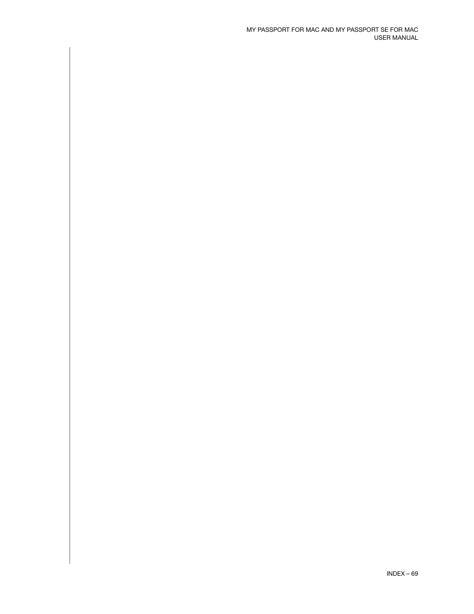 Index | Western Digital My Passport SE for Mac User Manual User Manual | Page 74 / 76