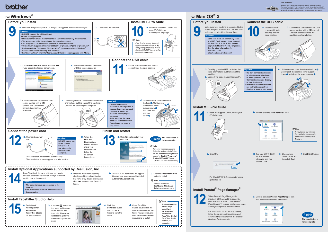 Windows, Mac os | Brother DCP-163C User Manual | Page 2 / 2