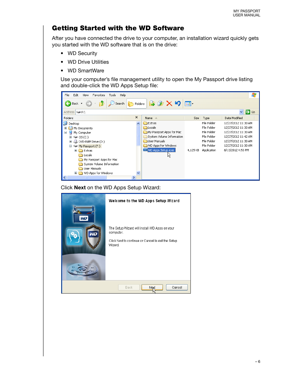 Getting started with the wd software | Western Digital My Passport User Manual User Manual | Page 11 / 77