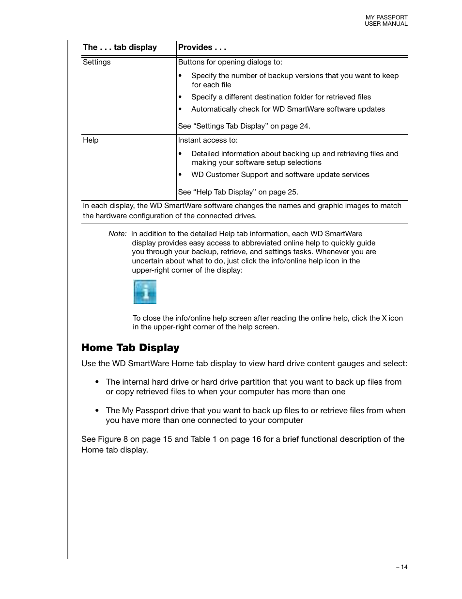 Home tab display | Western Digital My Passport User Manual User Manual | Page 19 / 77