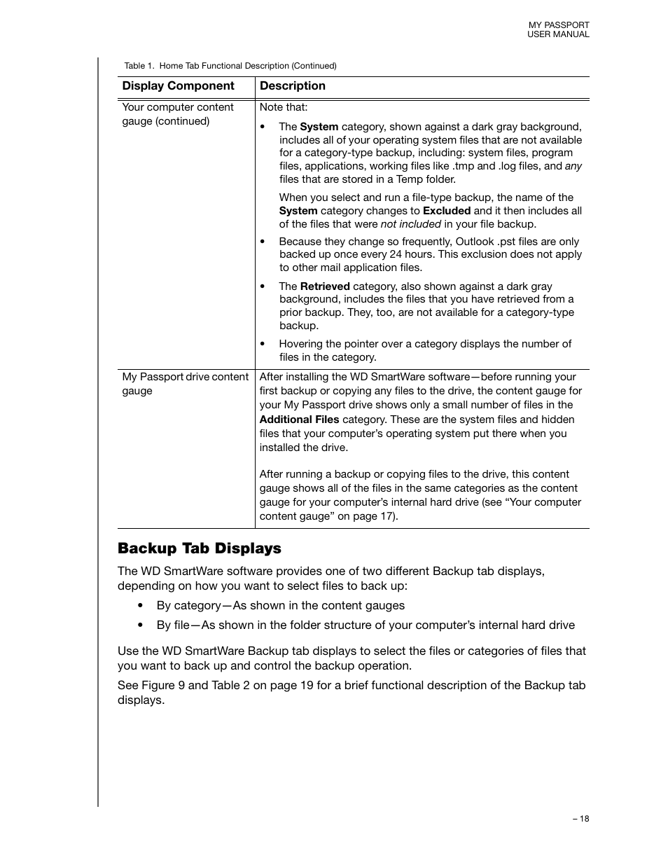 Backup tab displays | Western Digital My Passport User Manual User Manual | Page 23 / 77