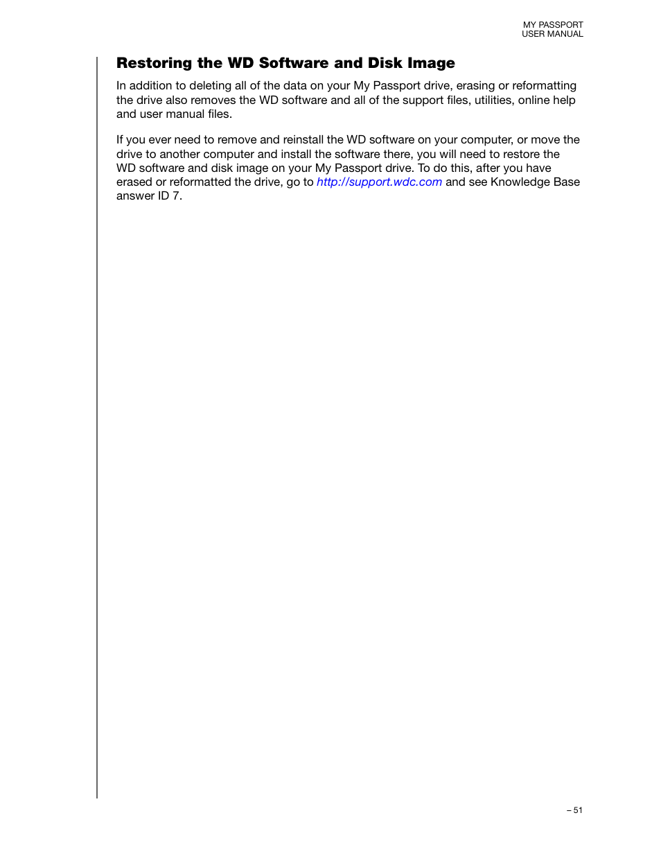 Restoring the wd software and disk image | Western Digital My Passport User Manual User Manual | Page 56 / 77