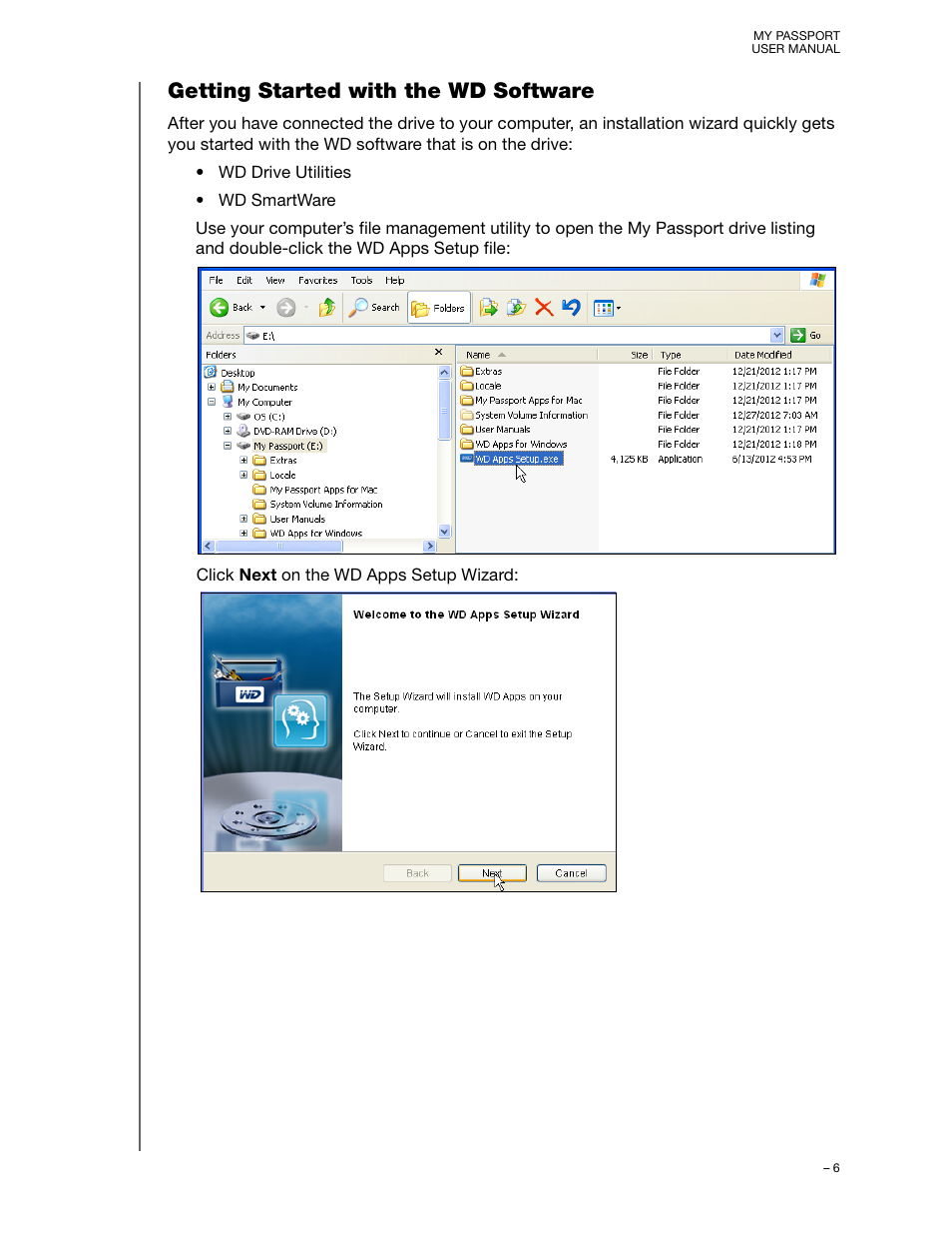 Getting started with the wd software | Western Digital My Passport (Unencrypted drives) User Manual User Manual | Page 10 / 66