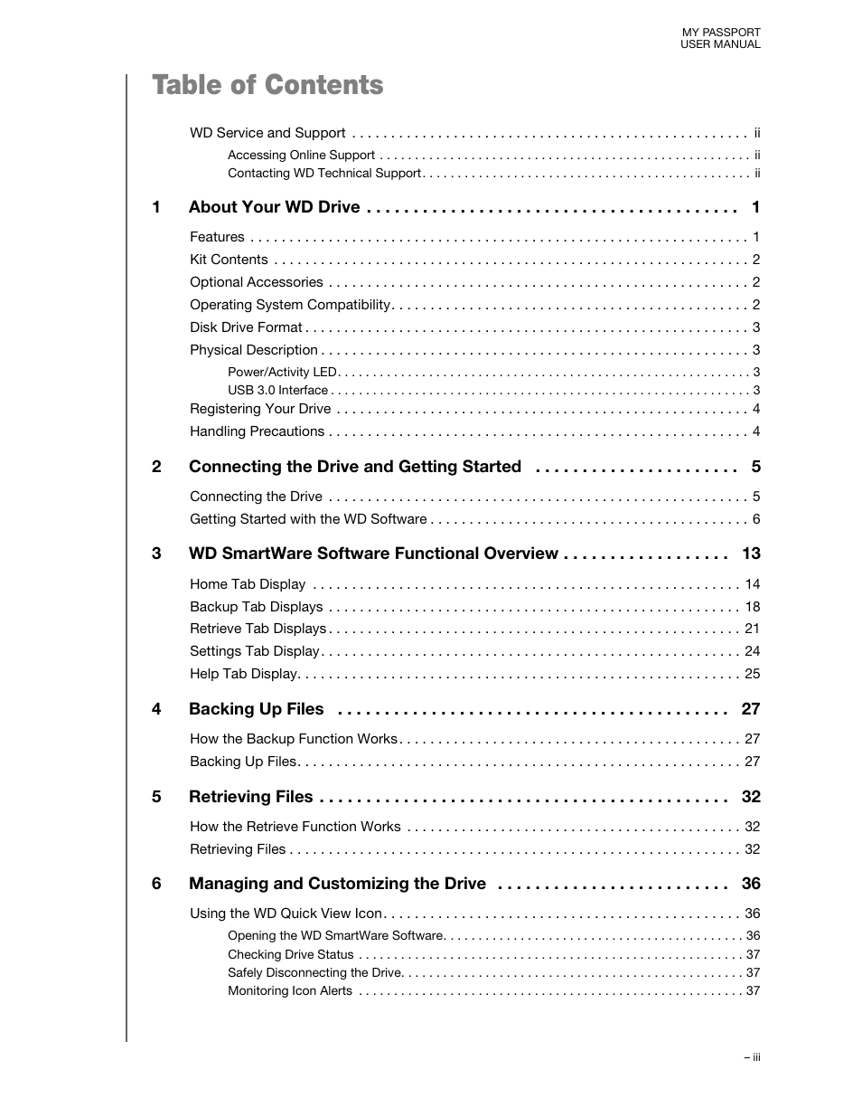 Western Digital My Passport (Unencrypted drives) User Manual User Manual | Page 3 / 66