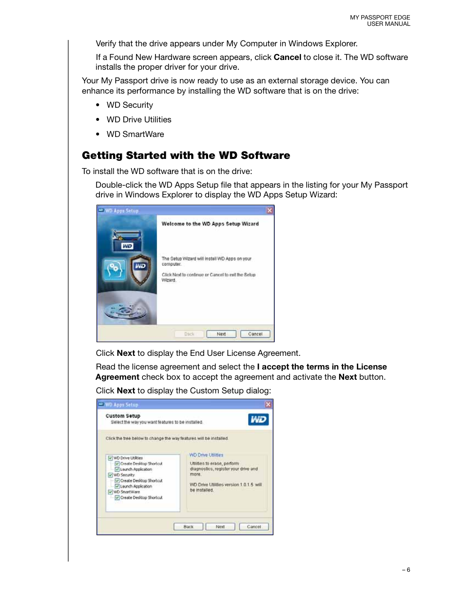 Getting started with the wd software | Western Digital My Passport Edge User Manual User Manual | Page 11 / 77