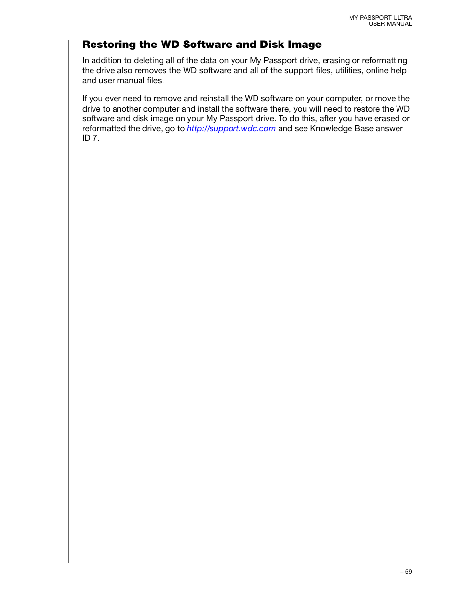 Restoring the wd software and disk image | Western Digital My Passport Ultra User Manual User Manual | Page 64 / 87