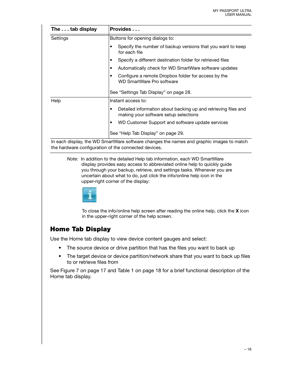 Home tab display | Western Digital My Passport Ultra (Unencrypted drives) User Manual User Manual | Page 20 / 76