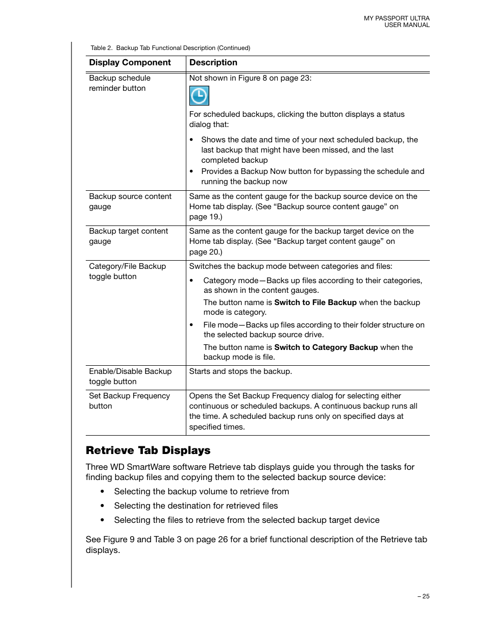 Retrieve tab displays | Western Digital My Passport Ultra (Unencrypted drives) User Manual User Manual | Page 29 / 76