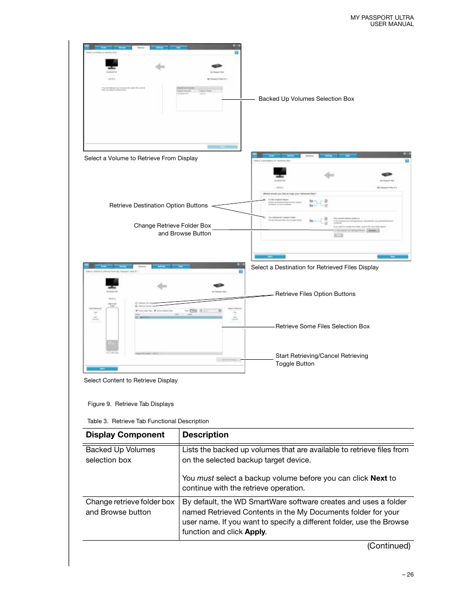 Display component description, Continued) | Western Digital My Passport Ultra (Unencrypted drives) User Manual User Manual | Page 30 / 76