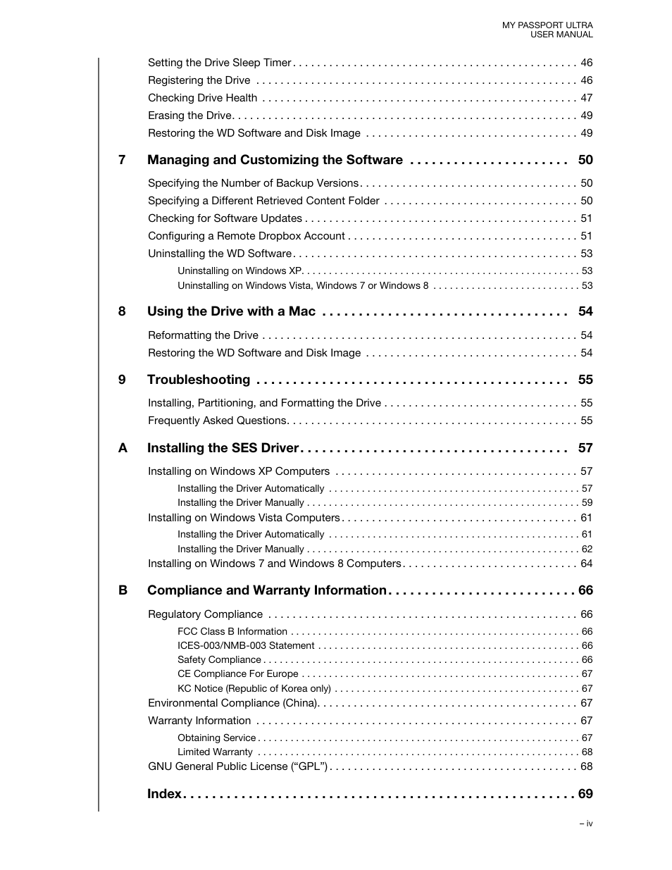 Western Digital My Passport Ultra (Unencrypted drives) User Manual User Manual | Page 4 / 76