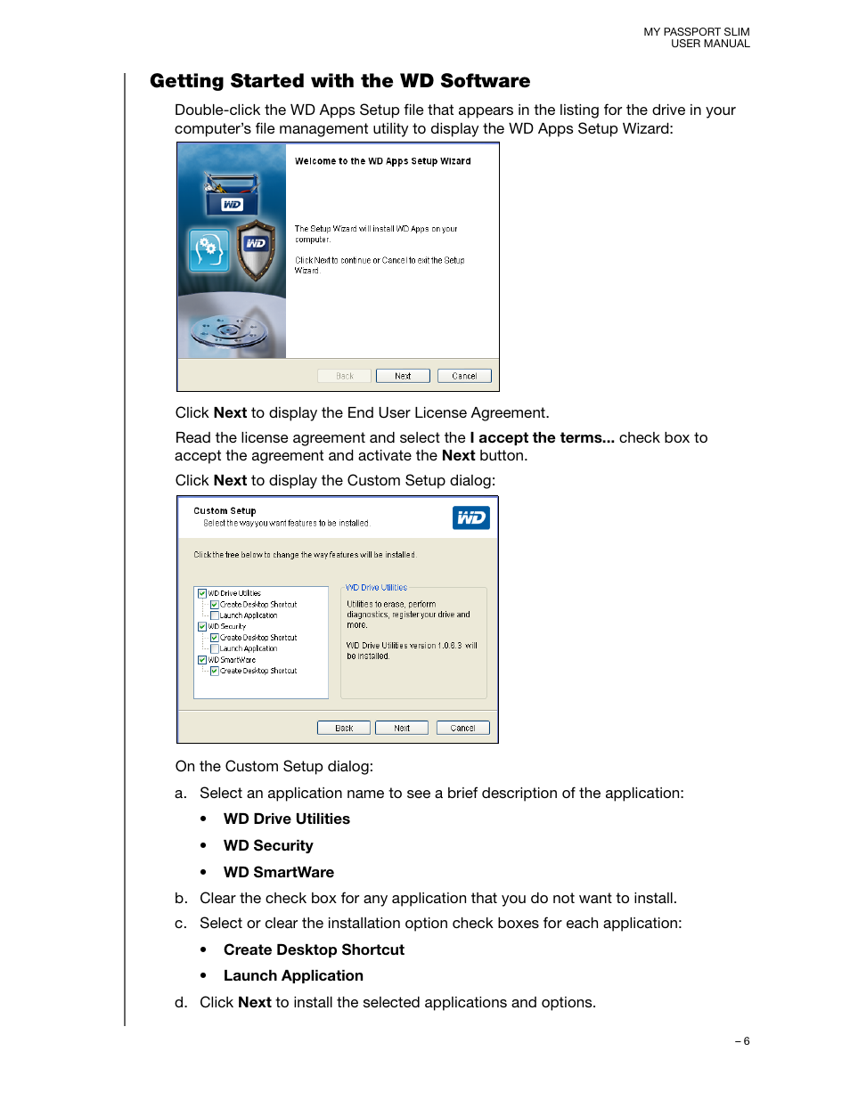 Getting started with the wd software | Western Digital My Passport Slim User Manual User Manual | Page 11 / 85