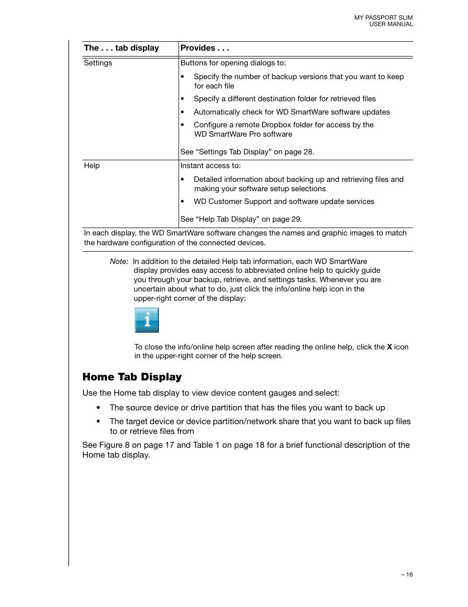 Home tab display | Western Digital My Passport Slim User Manual User Manual | Page 21 / 85
