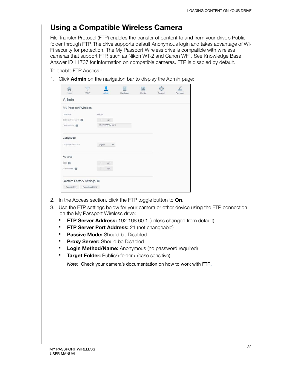 Using a compatible wireless camera | Western Digital My Passport Wireless User Manual User Manual | Page 37 / 73