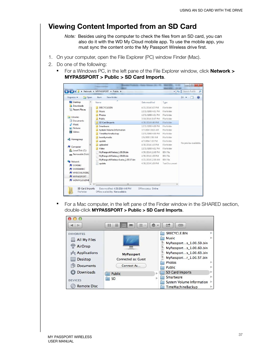 Viewing content imported from an sd card | Western Digital My Passport Wireless User Manual User Manual | Page 42 / 73